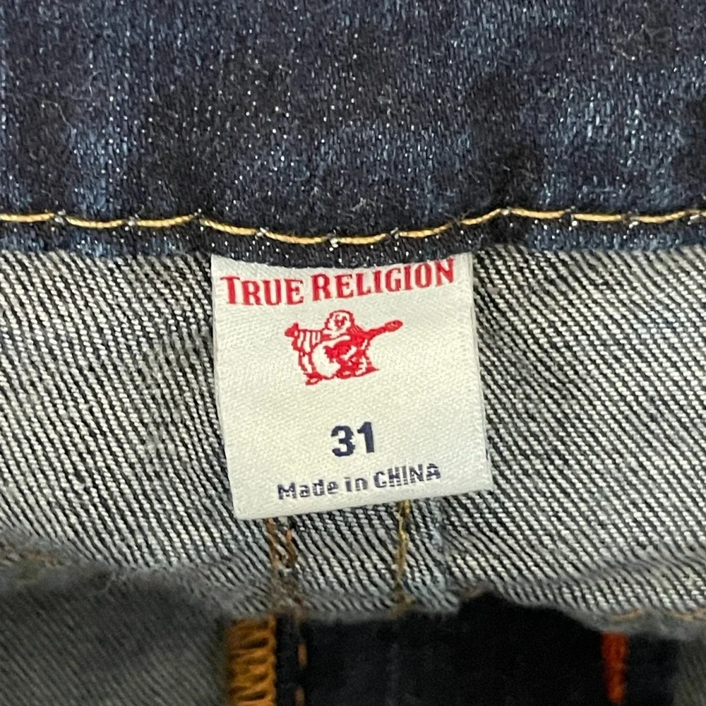 True Religion Geno Relaxed Slim Jeans Mens 31x32 Dark Wash Faded Denim
